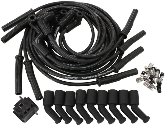 Xpro Universal 8.5mm V8 Ignition Lead Set with 45° Coil Boots - Black  Suit GM LSSeries Engines With Coil Relocation
