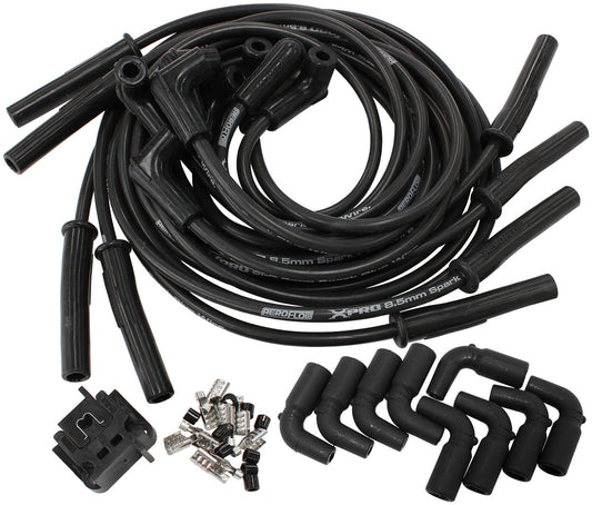 Xpro Universal 8.5mm V8 Ignition Lead Set with 90° Coil Boots - Black  Suit GM LSSeries Engines With Coil Relocation