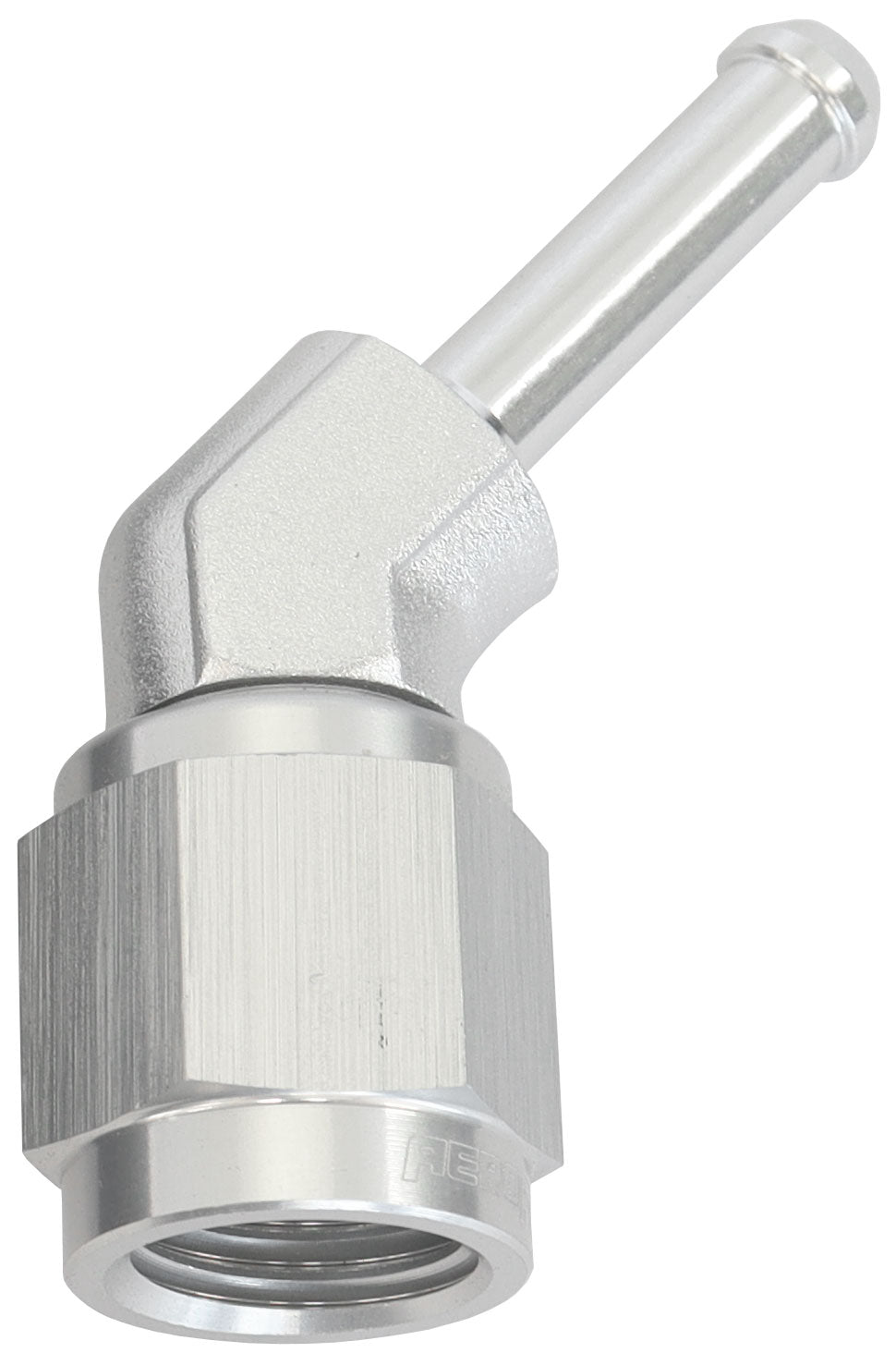 45° Hose Barb 3/16" to -4AN   Silver Finish
