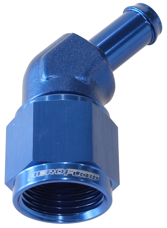 45° Hose Barb 3/8" to -8AN    Blue Finish