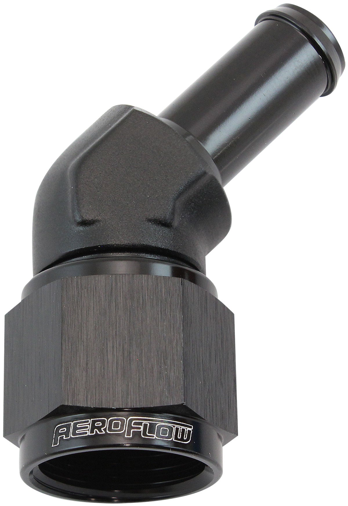45Â° Hose Barb 1/2" to -10AN    Black Finish