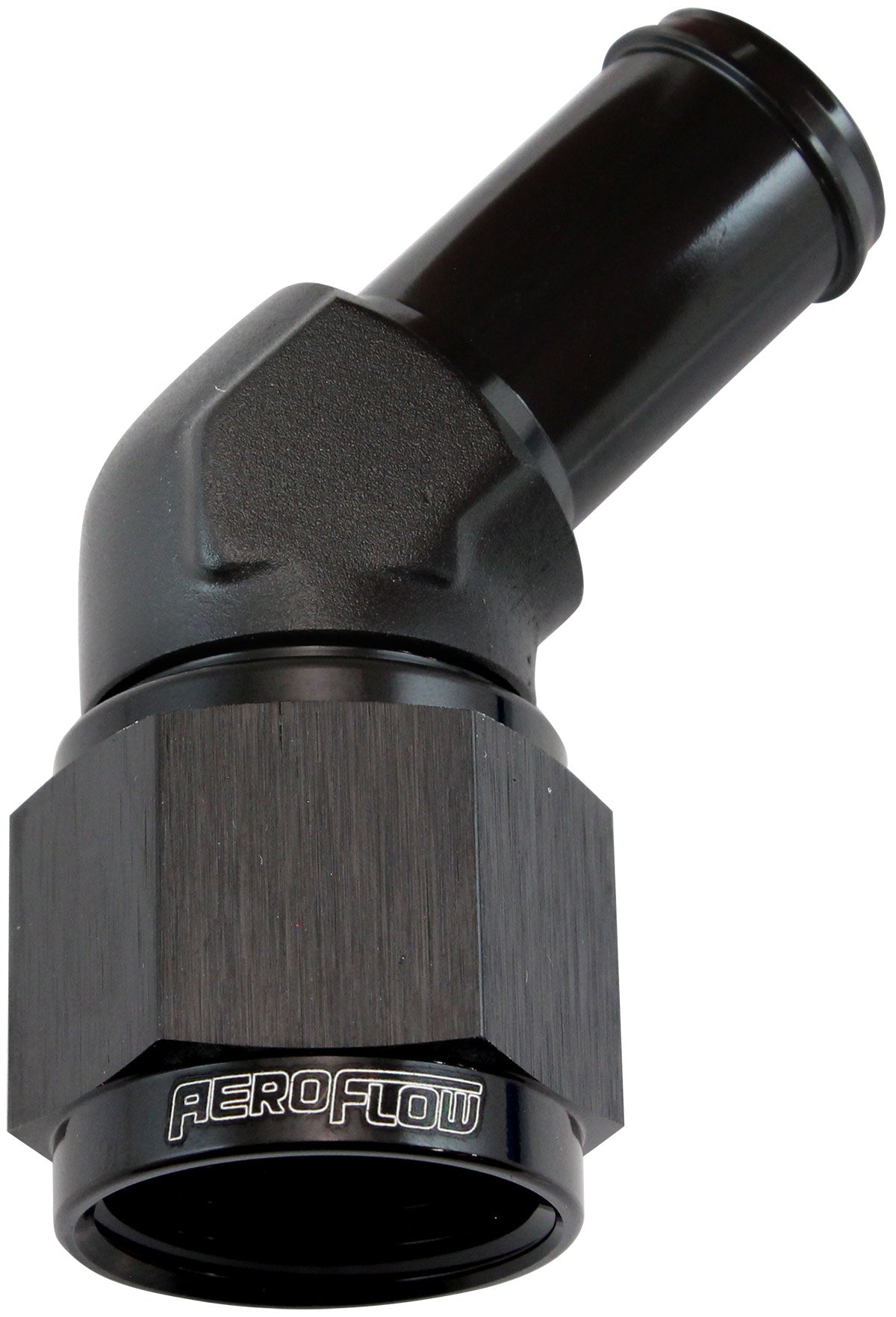 45Â° Hose Barb 5/8" to -10AN    Black Finish
