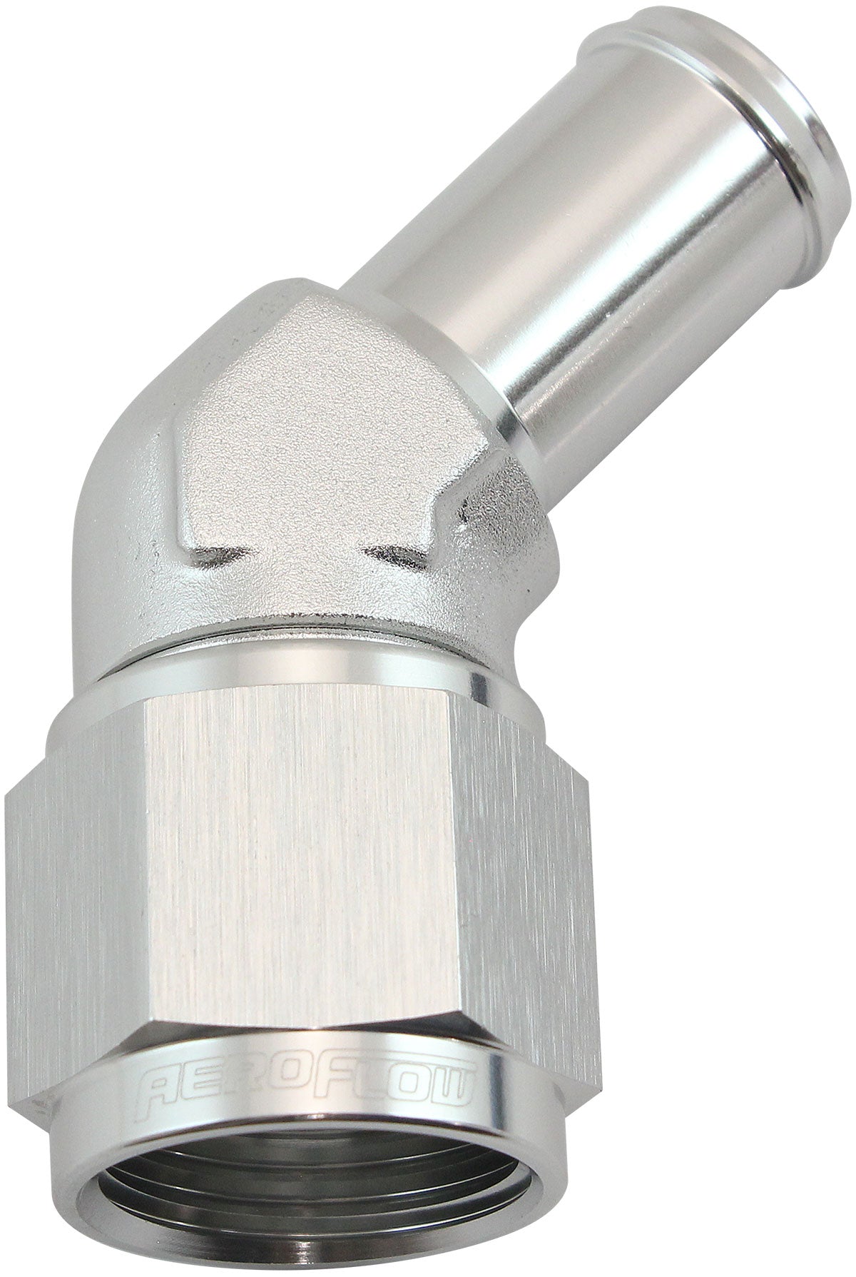 45Â° Hose Barb 5/8" to -10AN    Silver Finish