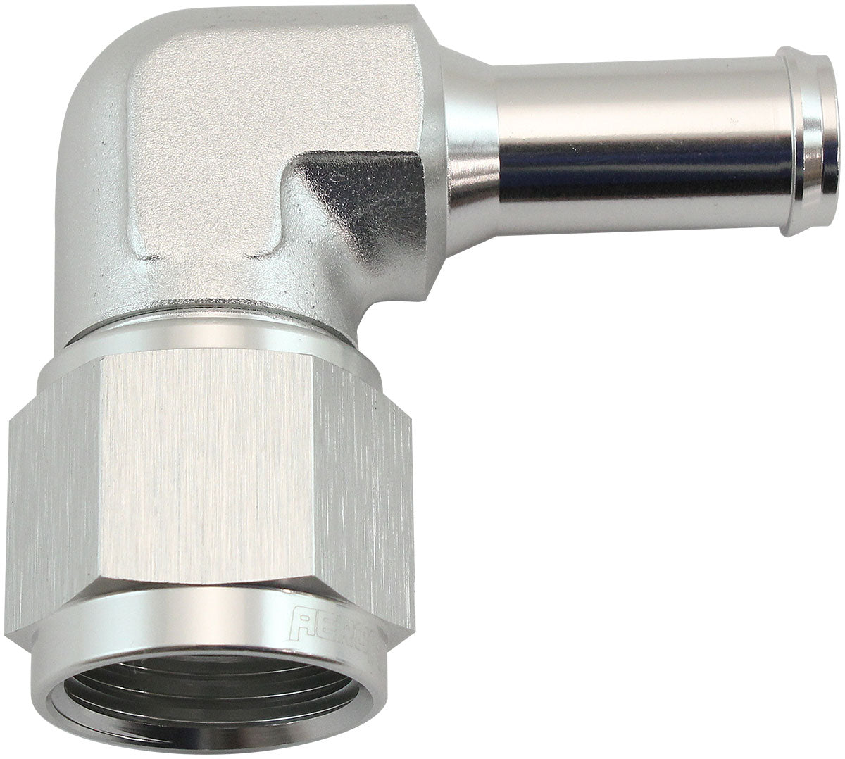90Â° Hose Barb 1/2" to -10AN    Silver Finish
