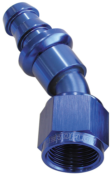 400 Series Push Lock 30° Hose End -10AN   Blue Finish. Suits 400 & 500 Series Hose