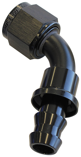 400 Series Push Lock 60° Hose End -8AN  Black Finish. Suits 400 & 500 Series Hose