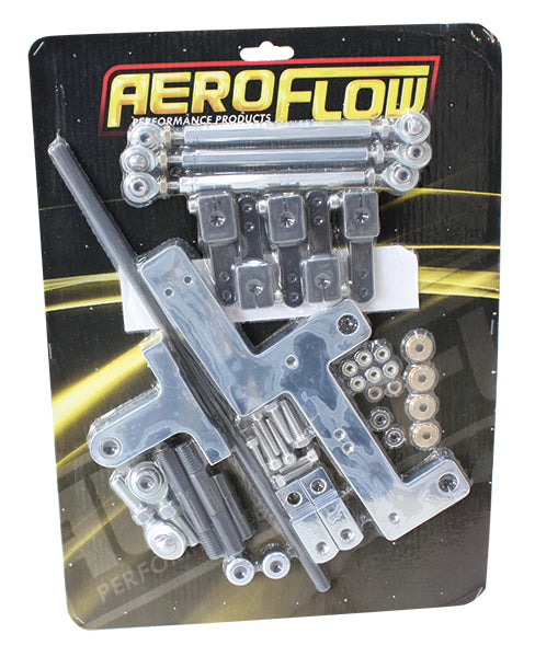 4150 Series Dual Carburettor Blower Linkage Kit  Elite Chrome Finish. Suits Sideways Mounted Carburettors