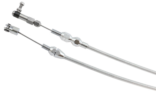 Aeroflow Heavy Duty Universal Throttle Cable - Silver Cover with Chrome Cable Ends  60" (152cm) Long