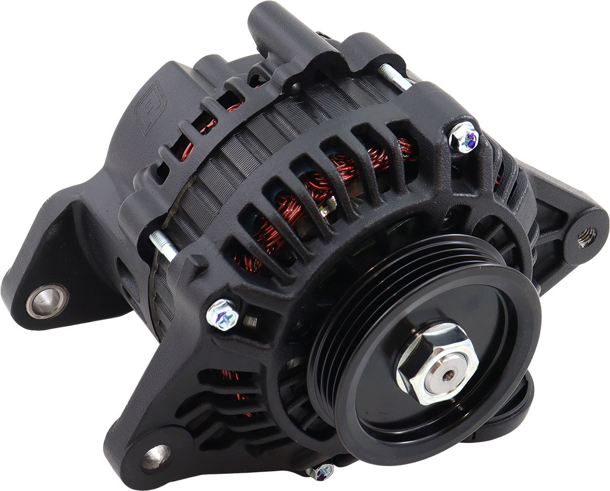 Aeroflow 130 AMP High Output Direct Fit Alternator - Black Finish   Suit Nissan RB20, RB25, RB26 and RB30