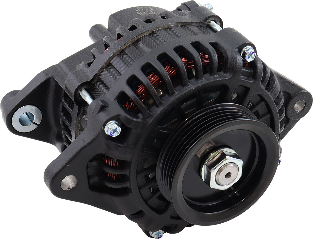 Aeroflow 130 AMP High Output Direct Fit Alternator - Black Finish   Suit Mazda 13B Series 6, 7 and 8