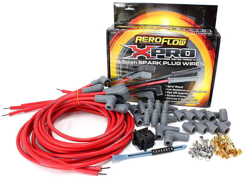 Xpro Universal 8.5mm V8 Ignition Lead Set with 90° Spark Plug Boots - Red    Suit Standard & HEI Caps