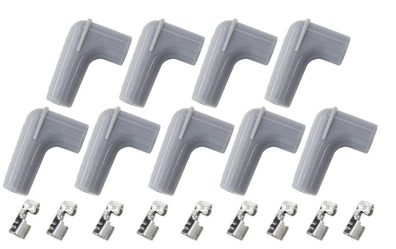 Xpro Silicone 90° Spark Plug Boots & 90° Terminals    Grey, set of 9
