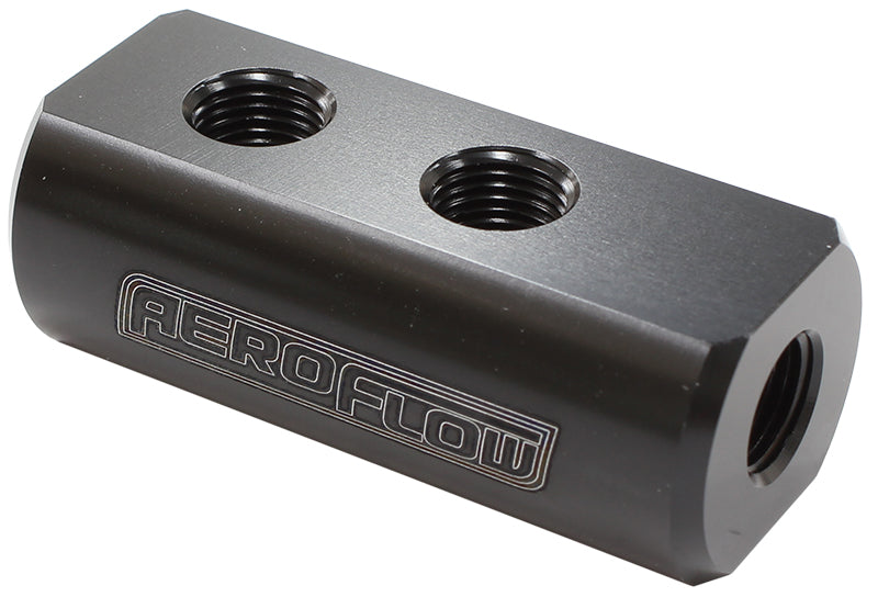 Compact Distribution Block  1 In - 4 Out, All Ports 1/8" NPT, Black Finish
