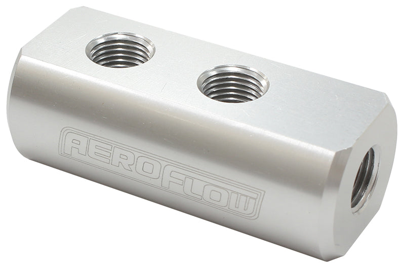 Compact Distribution Block  1 In - 4 Out, All Ports 1/8" NPT, Silver Finish