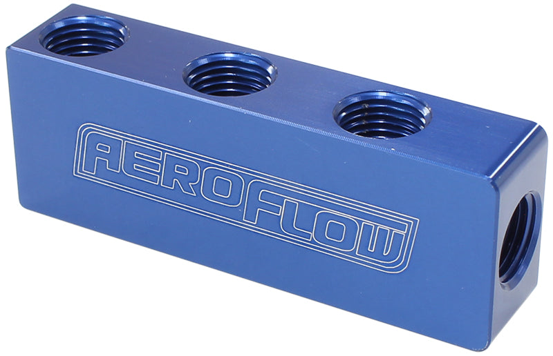 Compact Distribution Block  1 In - 6 Out, All Ports 1/8" NPT, Blue Finish