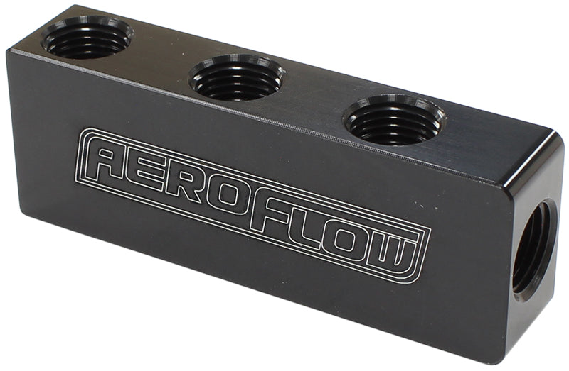 Compact Distribution Block  1 In - 6 Out, All Ports 1/8" NPT, Black Finish
