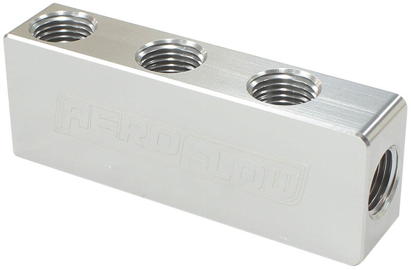 Compact Distribution Block  1 In - 6 Out, All Ports 1/8" NPT, Silver Finish