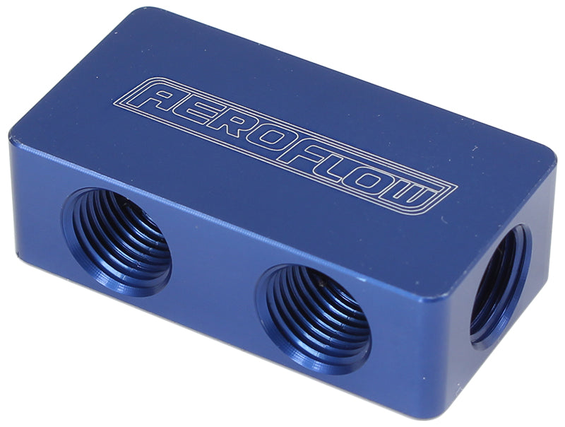 Compact Distribution Block  2 In - 4 Out, All Ports 1/8" NPT, Blue Finish