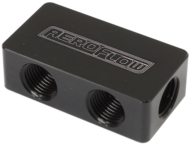 Compact Distribution Block  2 In - 4 Out, All Ports 1/8" NPT, Black Finish