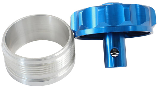 Billet Aluminium Weld-On Filler Neck & Cap - Blue  2" I.D Weld-On With Rollover Valve Cap