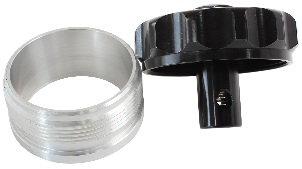 Billet Aluminium Weld-On Filler Neck & Cap - Black  2" I.D Weld-On With Rollover Valve Cap
