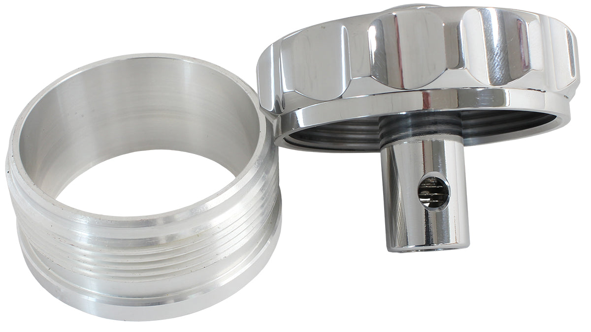 Billet Aluminium Weld-On Filler Neck & Cap - Polished   2" I.D Weld-On With Rollover Valve Cap