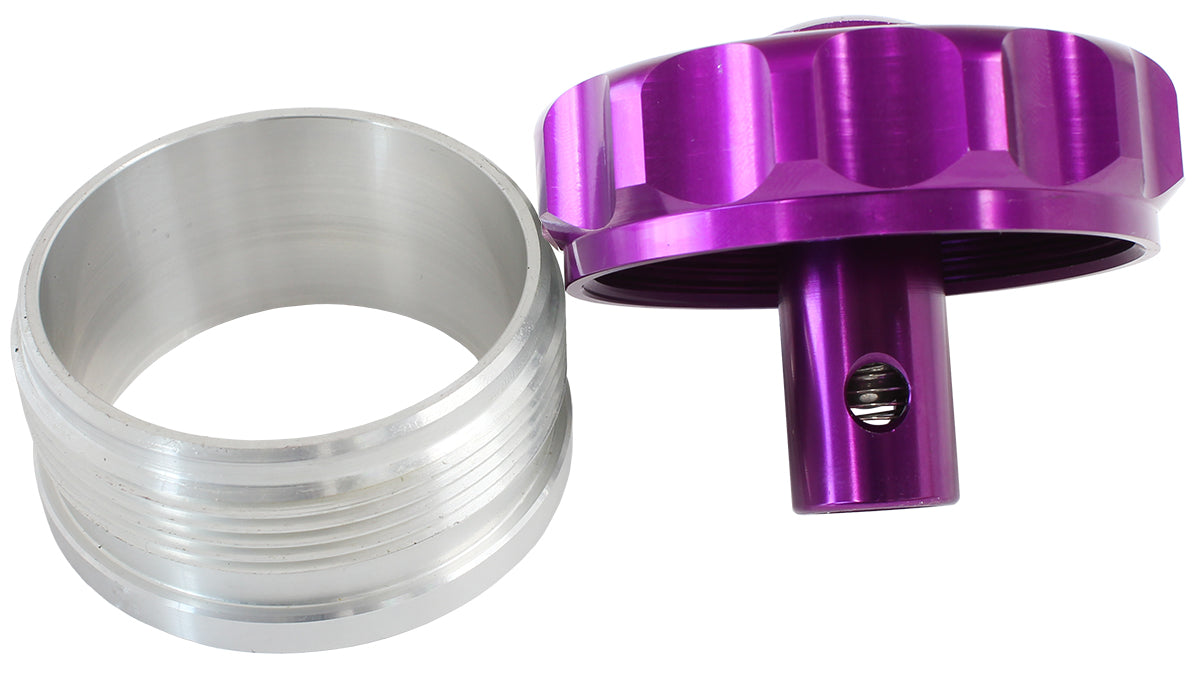Billet Aluminium Weld-On Filler Neck & Cap - Purple   2" I.D Weld-On With Rollover Valve Cap