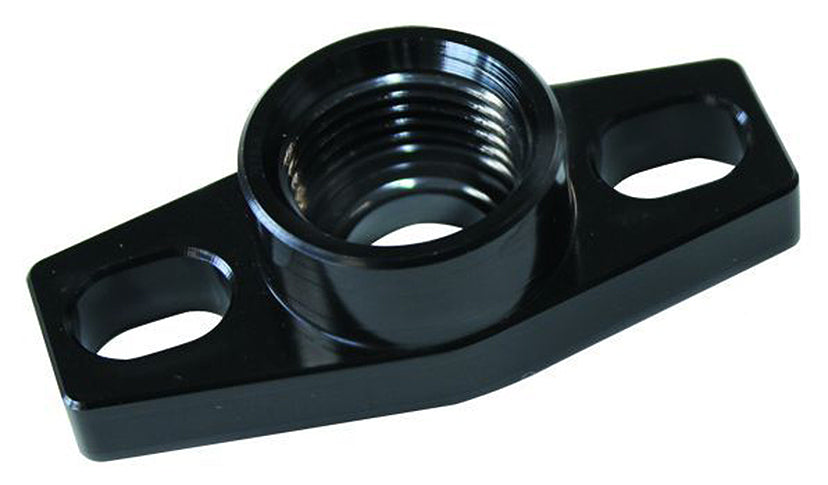 Turbo Drain Adapter   -8AN ORB outlet, 36 to 47.5mm bolt centre, Black Finish