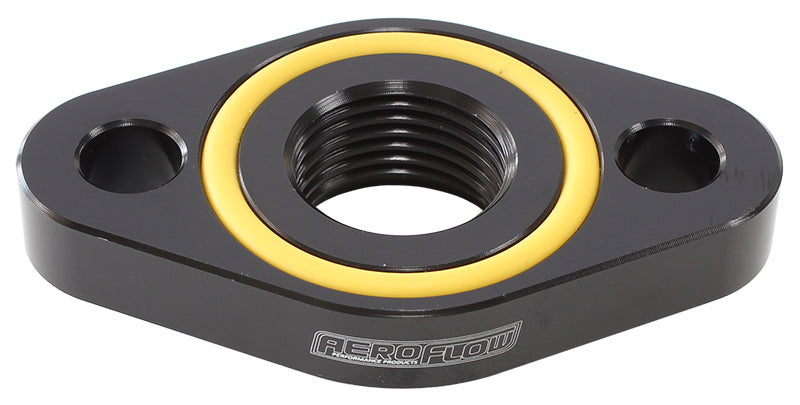 Turbo Drain Adapter   -10AN ORB outlet, 52.4mm bolt centre, Black Finish