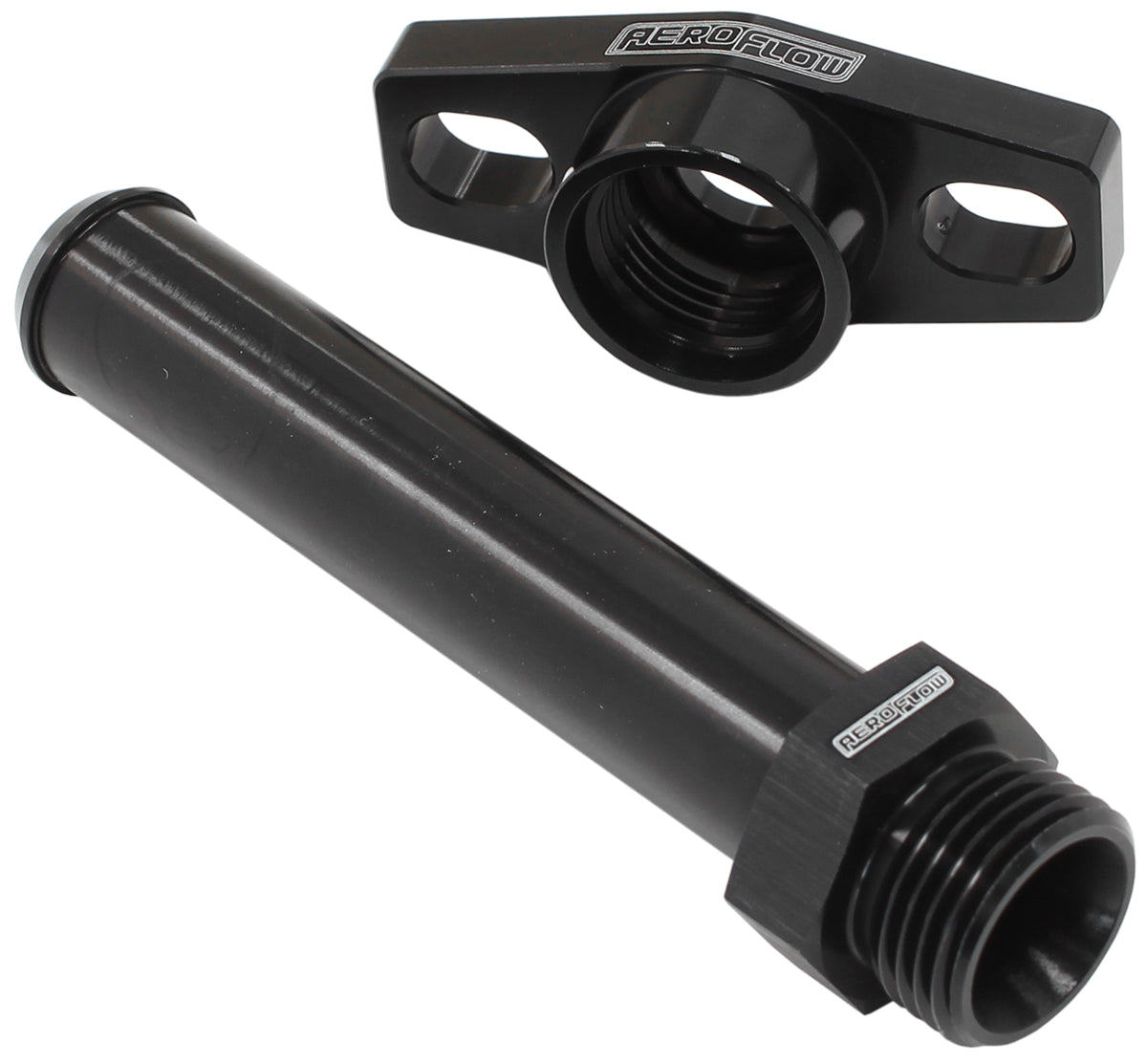 Turbo Drain Adapter  With 100mm x 16mm Barb, 38-44mm Hole Centres. Black Finish.