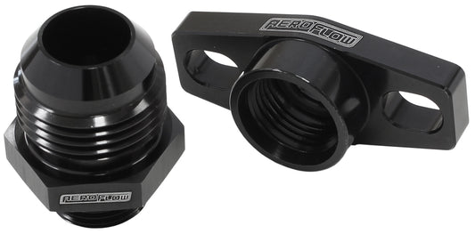 Turbo Drain Adapter  With -12AN Fitting, 38-44mm Hole Centres. Black Finish.