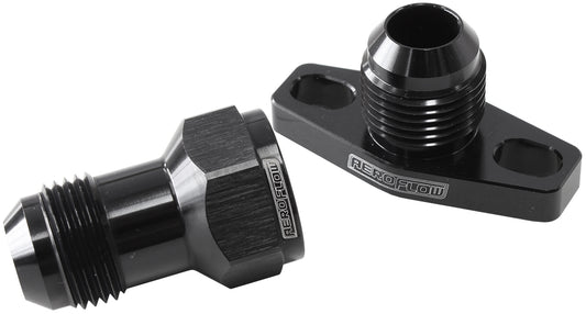 Turbo Drain Adapter  With -10AN Fitting, 38-44mm Hole Centres. Black Finish.
