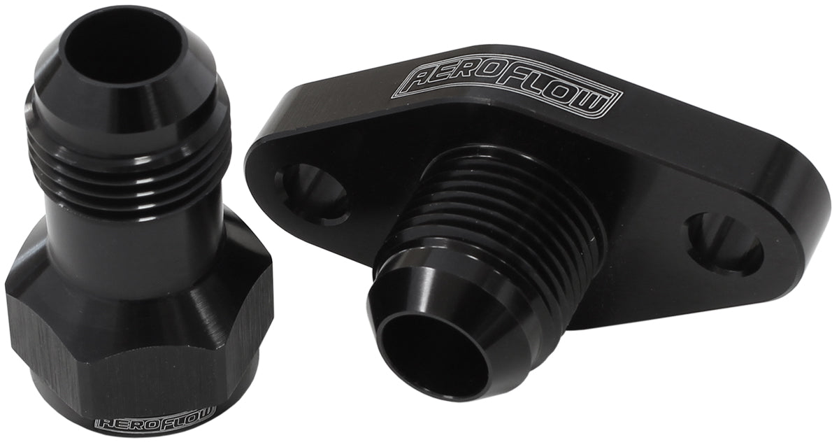 Turbo Drain Adapter  With -10AN Fitting, 51mm Hole Centre. Black Finish.