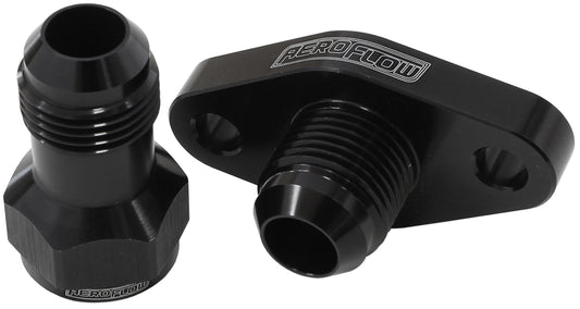 Turbo Drain Adapter  With -10AN Fitting, 51mm Hole Centre. Black Finish.