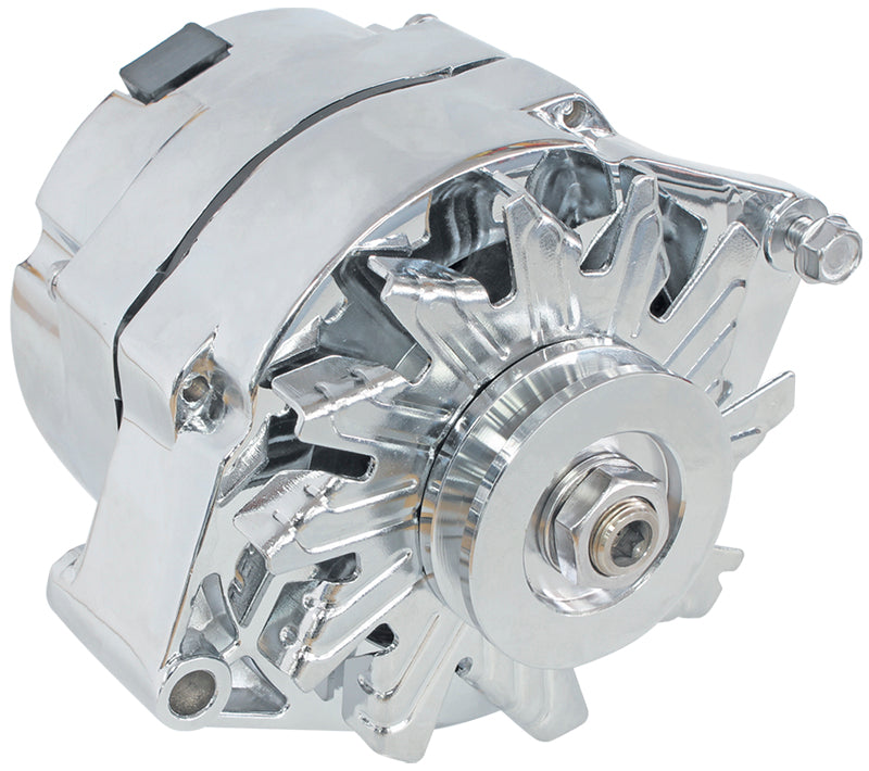 Aeroflow 100amp Ford Style 1-Wire Alternator - Chrome Finish   Internal Regulator, Single V Groove Pulley