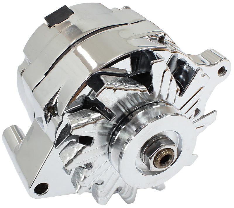Aeroflow 140amp Ford Style 1-Wire Alternator - Chrome Finish   Internal Regulator, Single V Groove Pulley