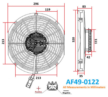 Aeroflow 12" Brushless Electric Fan, Pusher Type with Curved Blades  2000 CFM Rating. Non Reversable