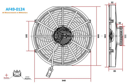 Aeroflow 14" Brushless Electric Fan, Pusher Type with Curved Blades  2500 CFM Rating. Non Reversable