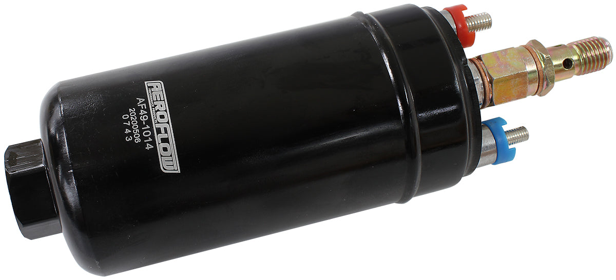 Aeroflow EFI Electric In-tank/External Fuel Pump 675 HP   M18 x 1.5mm Inlet, M12 x 1.5mm Outlet, similar to Bosch 044