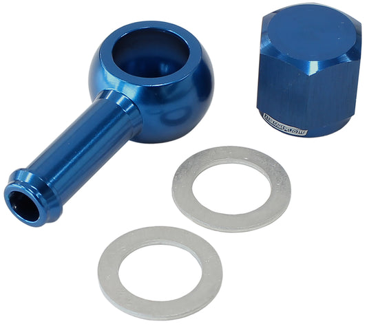 90Â° Fuel Pump Banjo Kit - Blue   5/16" (8mm) Barb Banjo Fitting & Cap