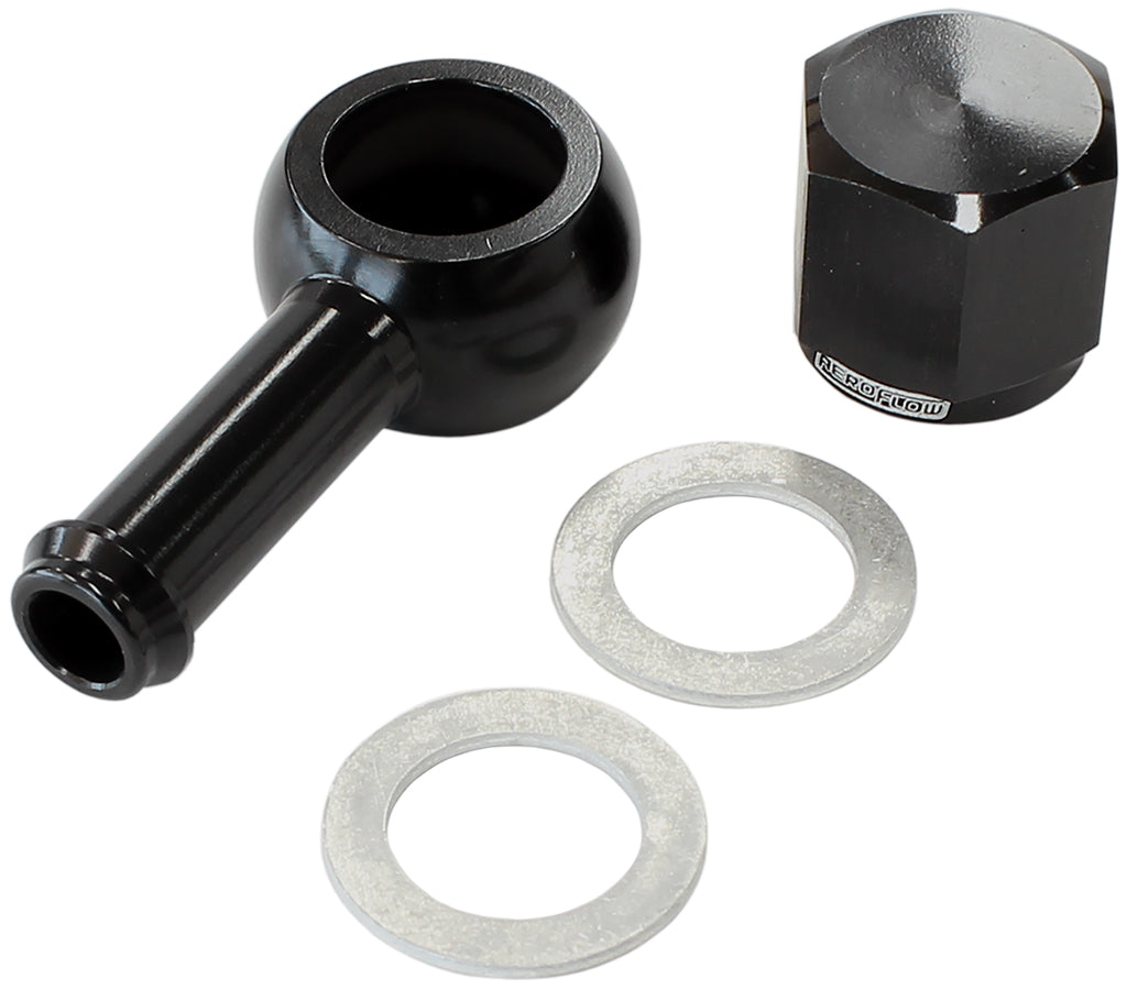 90Â° Fuel Pump Banjo Kit - Black   5/16" (8mm) Barb Banjo Fitting & Cap