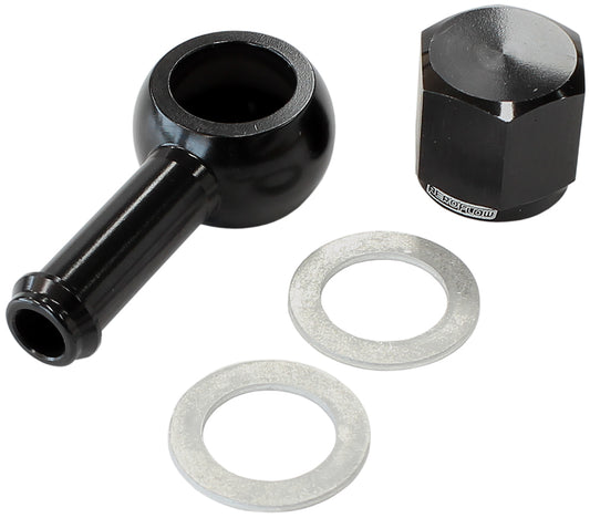 90Â° Fuel Pump Banjo Kit - Black   5/16" (8mm) Barb Banjo Fitting & Cap