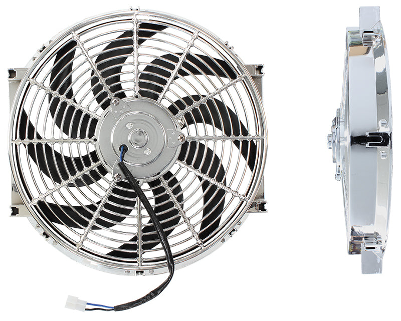 Aeroflow 14" Reversable Electric Fan with Curved Blades, Chrome  1,650 CFM Rating