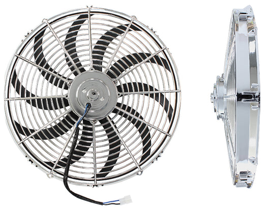 Aeroflow 16" Reversable Electric Fan with Curved Blades, Chrome  2,000 CFM Rating