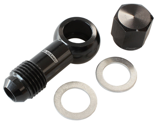 90Â° Fuel Pump Banjo Kit - Black   -6AN Banjo Fitting & Cap