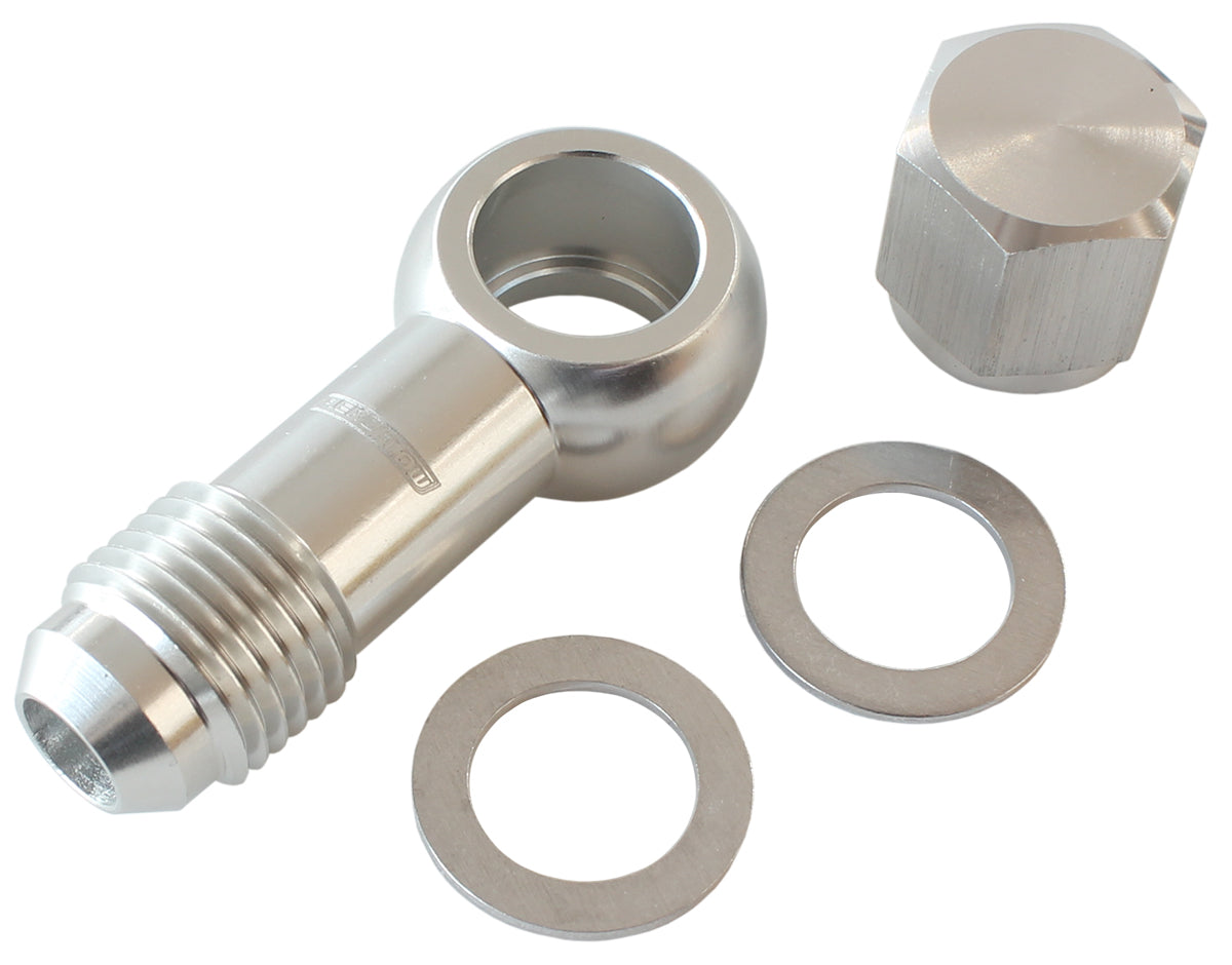 90Â° Fuel Pump Banjo Kit - Silver   -6AN Banjo Fitting & Cap