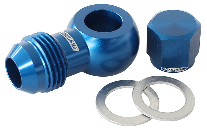 90Â° Fuel Pump Banjo Kit - Blue   -8AN Banjo Fitting & Cap