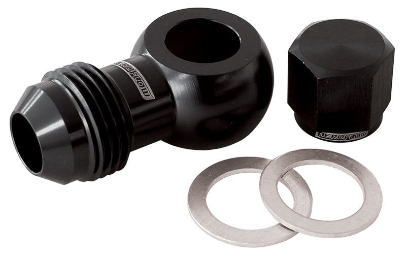 90Â° Fuel Pump Banjo Kit - Black   -8AN Banjo Fitting & Cap