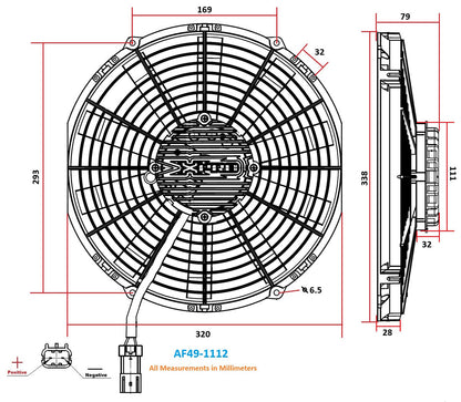 Aeroflow 12" Brushless Electric Fan, Puller Type with Straight Blades  2,100 CFM Rating. Non Reversable