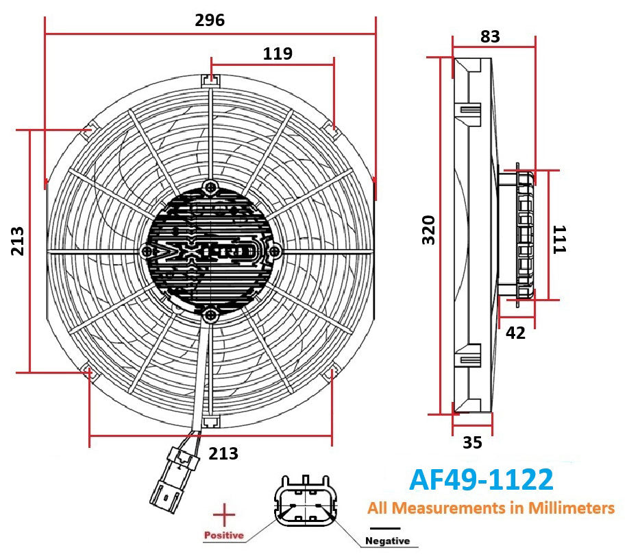 Aeroflow 12" Brushless Electric Fan, Puller Type with Curved Blades  2000 CFM Rating. Non Reversable